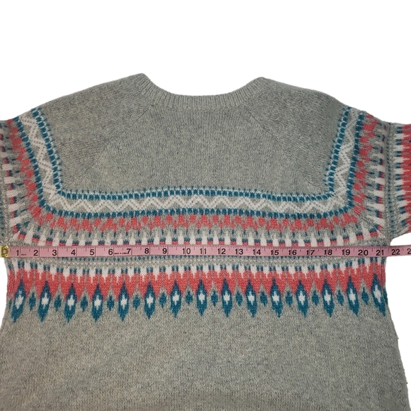 Fair Isle Knit Wool Alpaca Blend Crewneck Sweater Size XL Gray Pink Blue Preppy - Picture 11 of 11